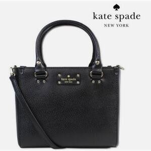 Kate Spade Wellesley Quinn Black Leather Satchel Bag Crossbody Small Medium
